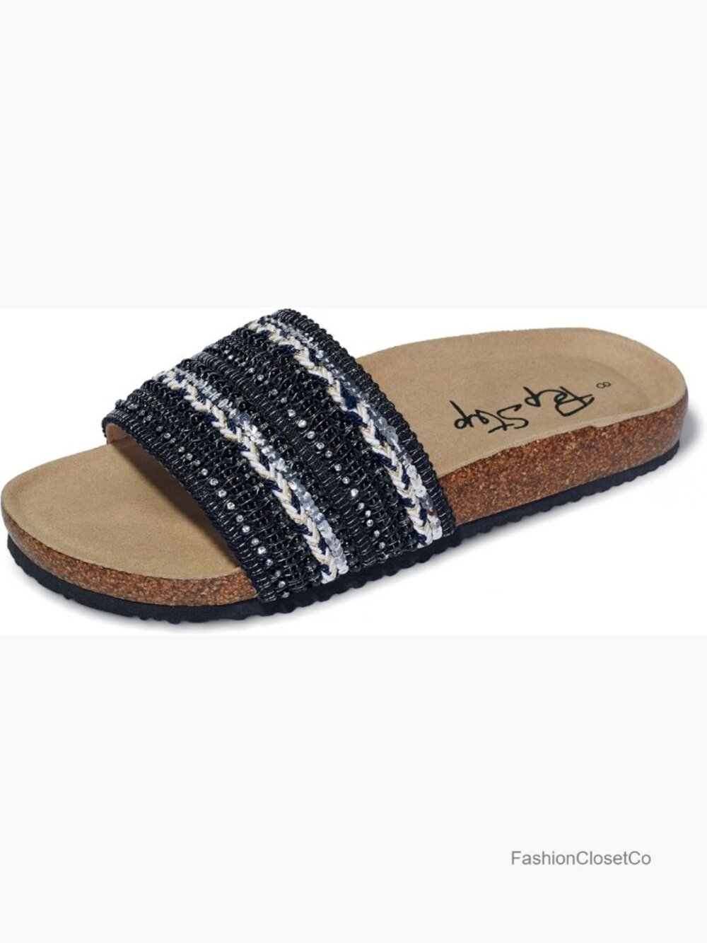 Bohemian Slide Sandals with Cork Footbed and Memory Foam Insole